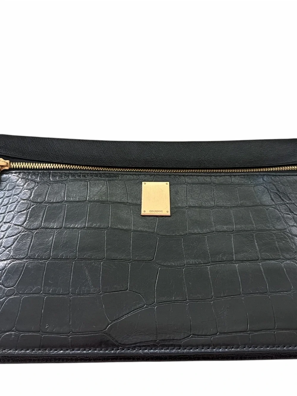 Couronne Leather Clutch with Gold Hardware